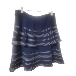 Banana Republic Navy/White Stitched Tiered Mini Skirt, Size 2